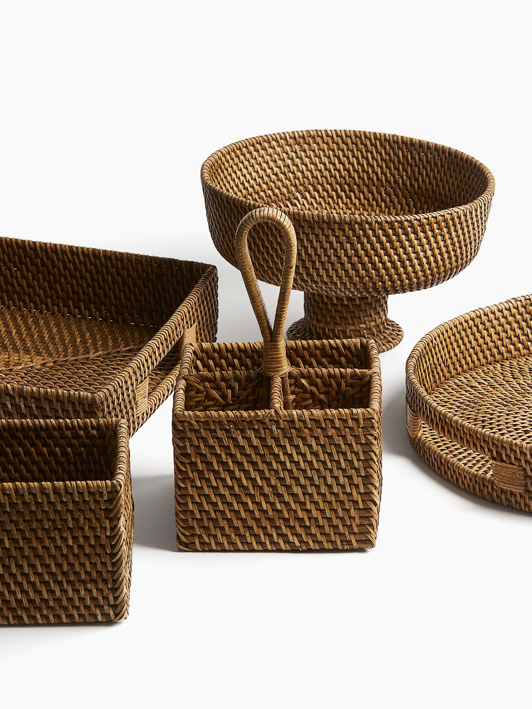 

H&M Beige Rattan Tray