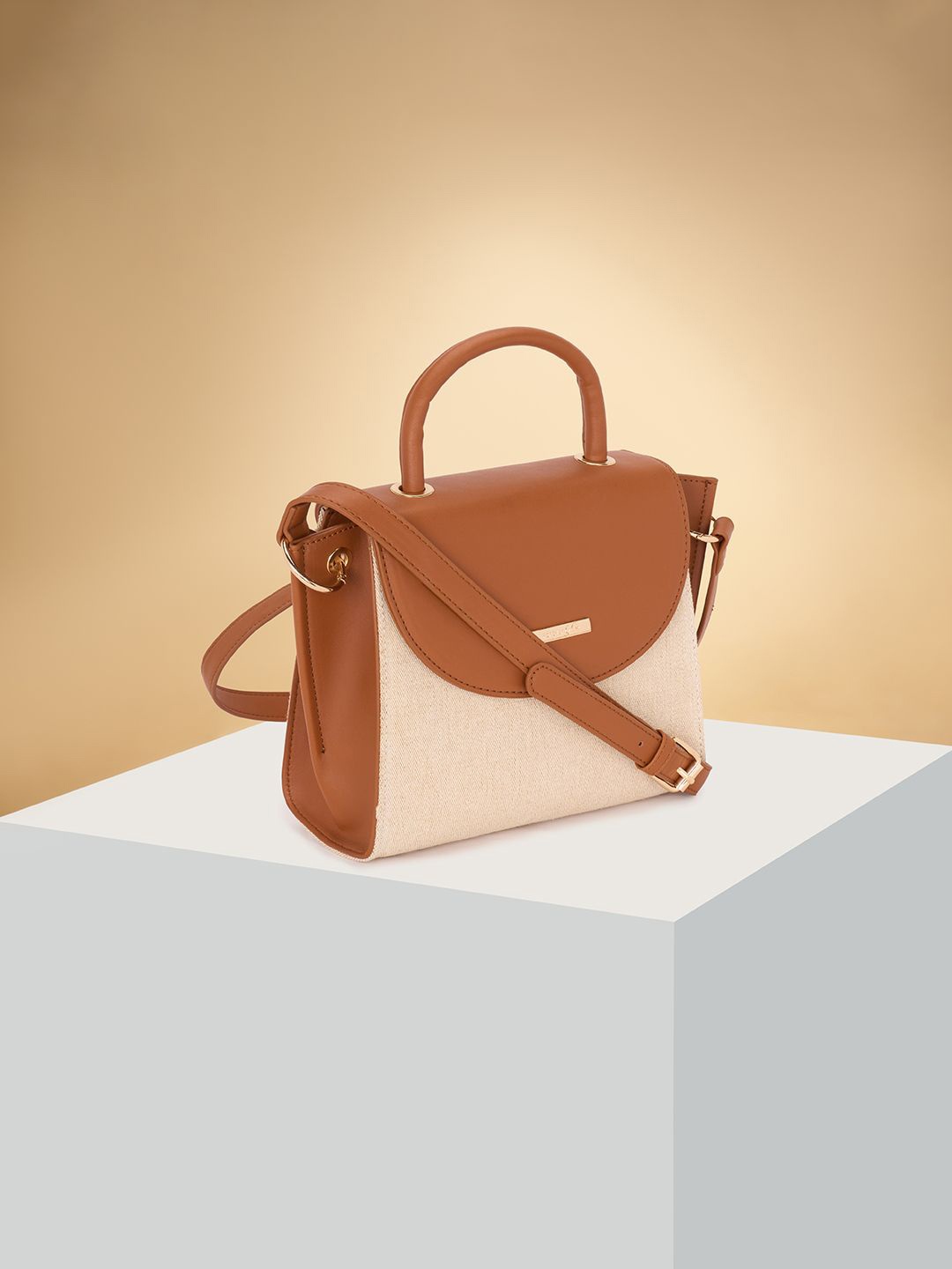 

Forever Glam by Pantaloons Women Colourblocked Swagger Satchel Bag, Brown