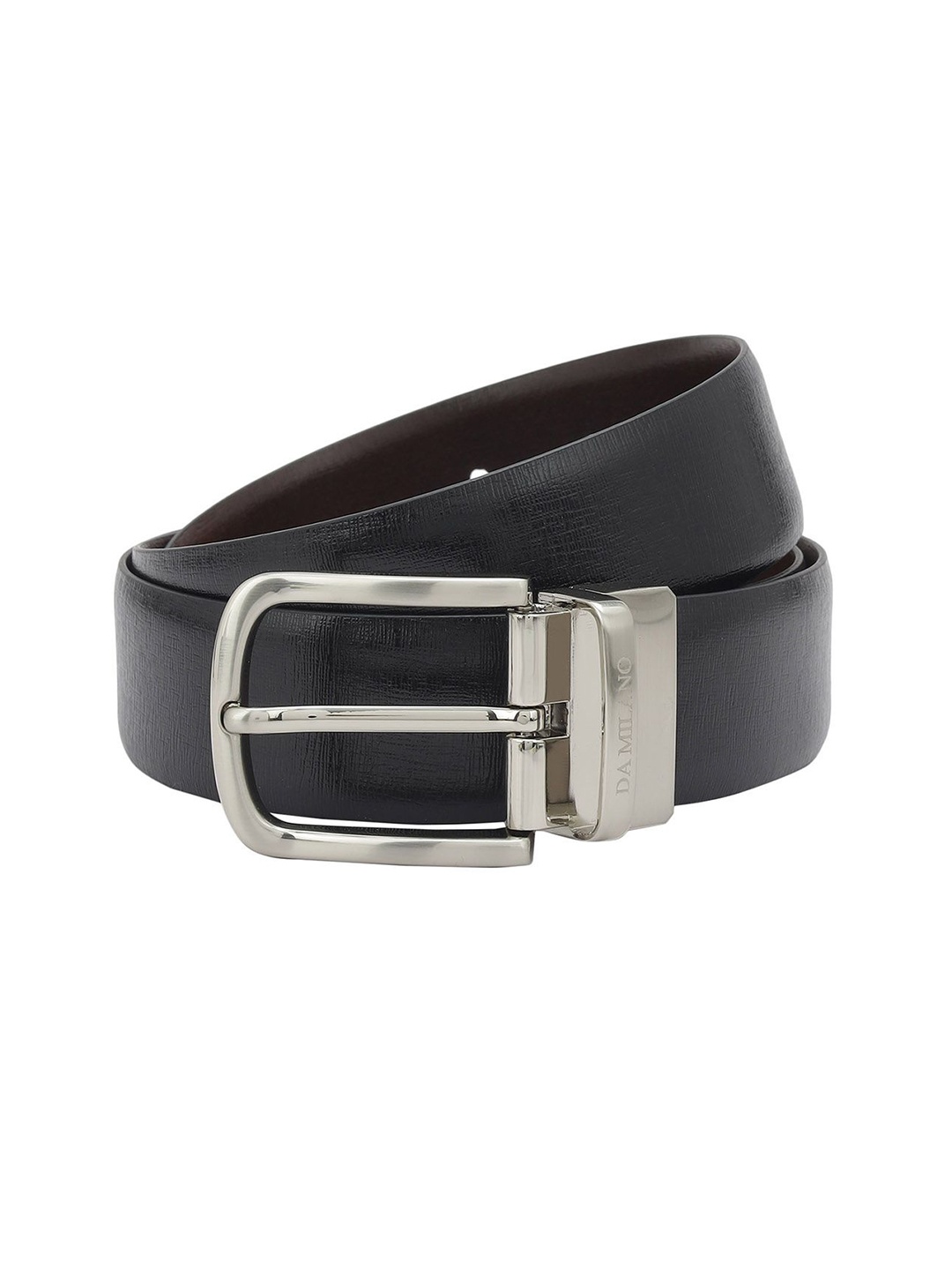

Da Milano Men Textured Leather Reversible Formal Belt, Black