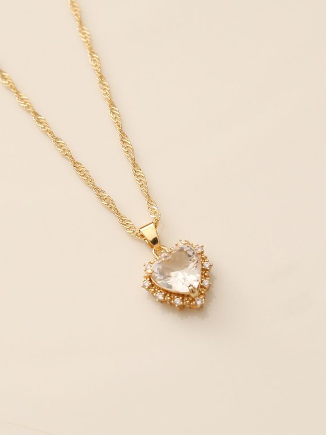 

FASHION STROM Gold-Plated Diamond Shaped Pendants With Chains, Pink