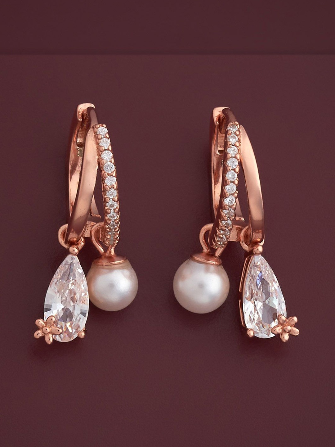 

Kushal's Fashion Jewellery 92.5 Silver Rose Gold-Plated Classic Hoop Earrings