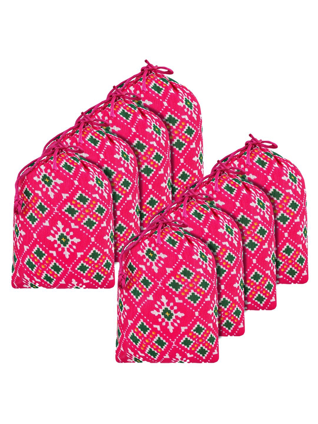 

Kuber Industries Pack of 8 Patola Printed Potli Clutch, Pink