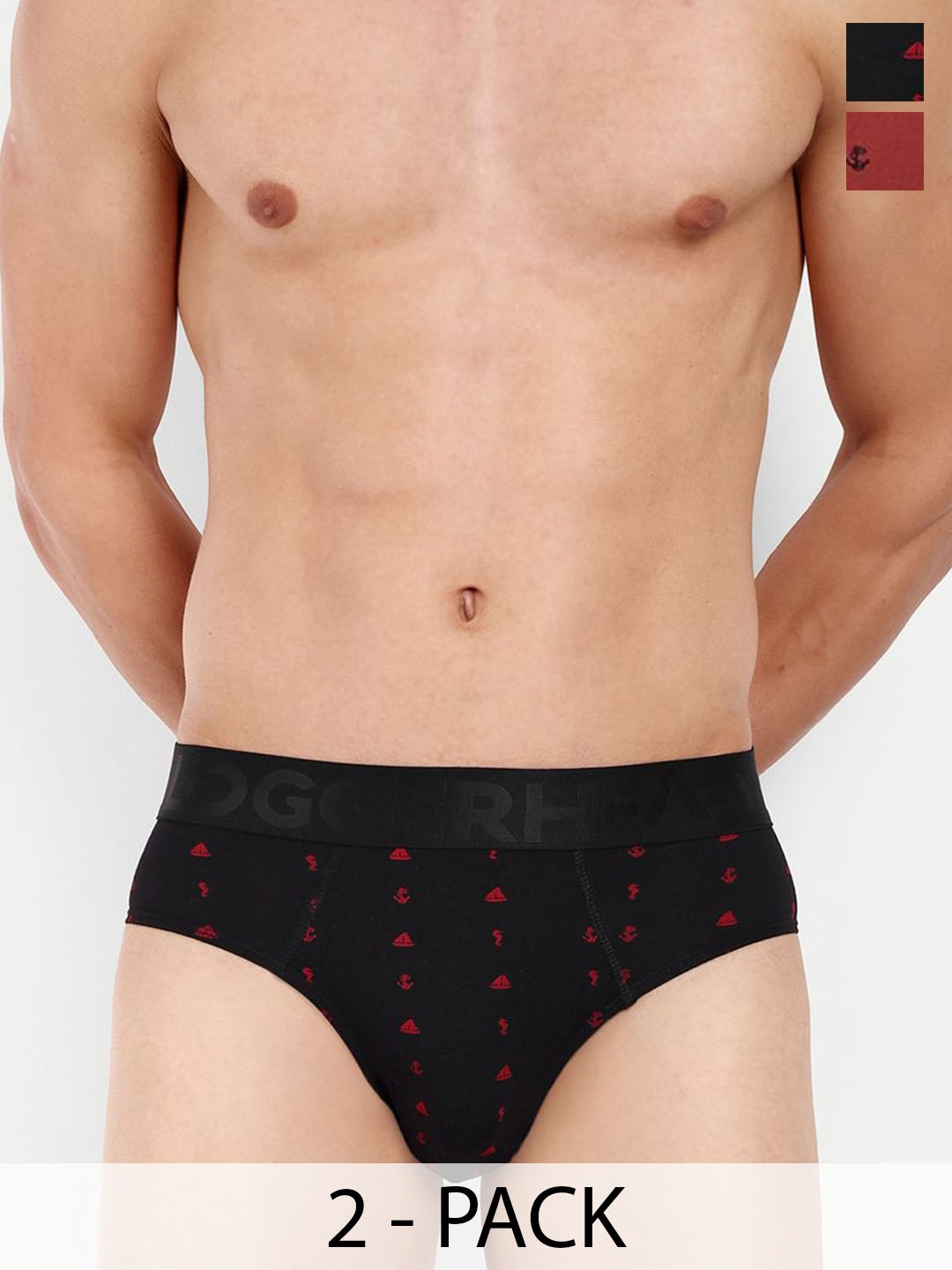 

LOGGERHEAD Pack of 2 printed Cotton Hipster Briefs LHPB008-ORNAGE-BLACK