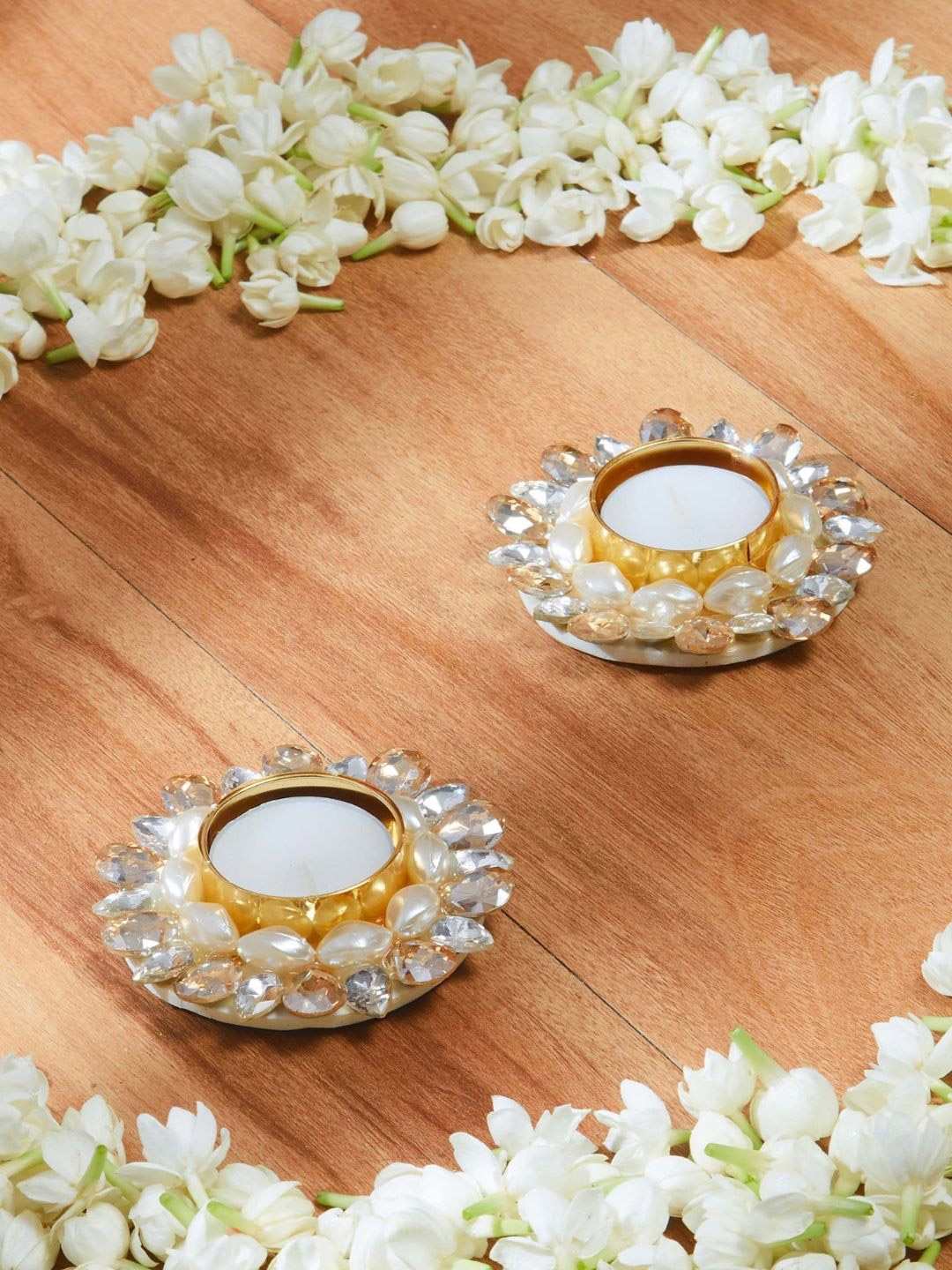 

Mason Home Orange & White Set Of 2 Festive Diyas