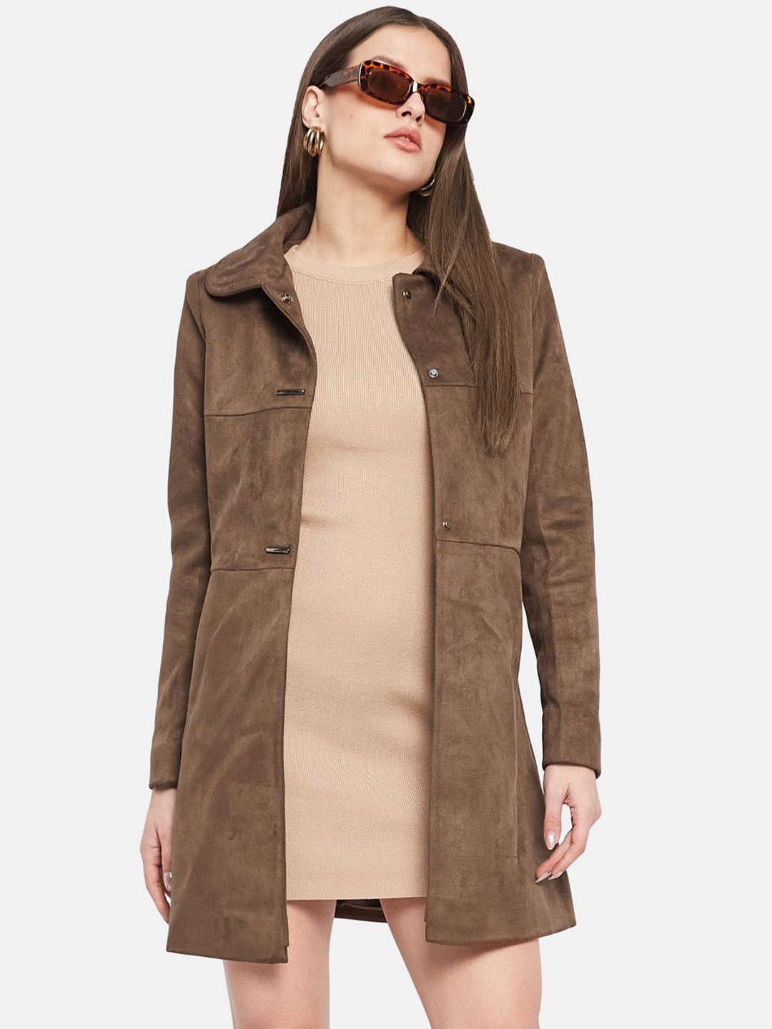 

METTLE Women Single-Breasted Overcoats, Brown