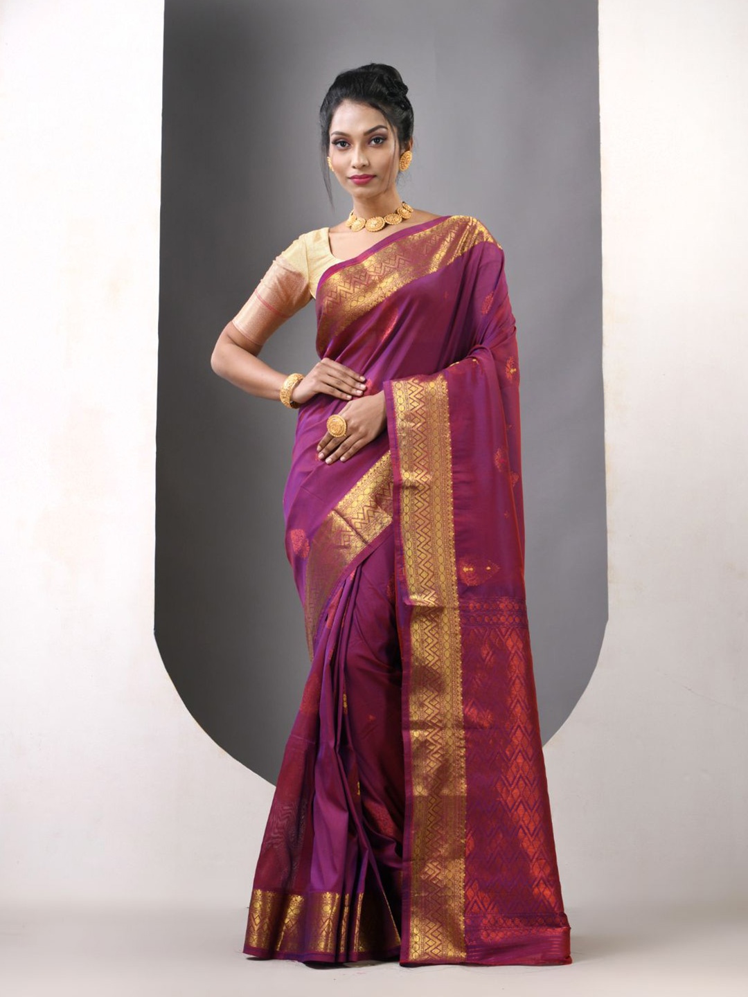 

Charukriti Paisley Zari Saree, Purple