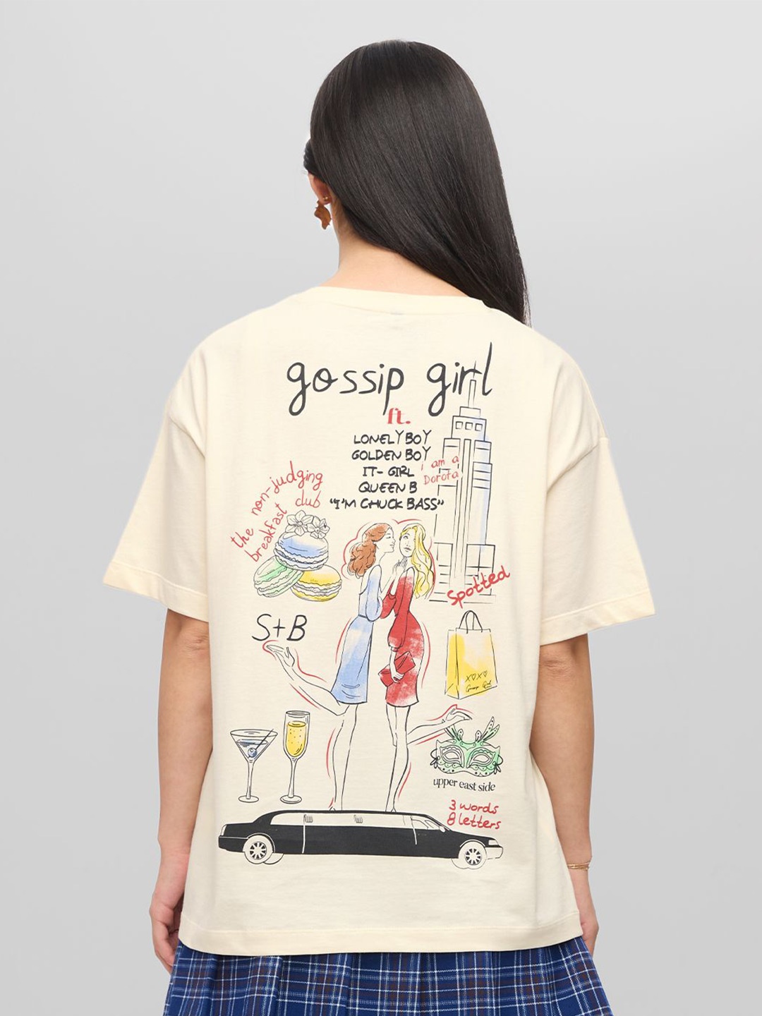 

The Souled Store Graphic Printed Round Neck Cotton Oversized T-shirt, Cream