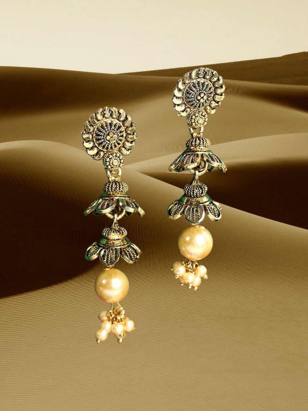 

Anouk Gold-Plated Pearls Beaded Dome Shaped Jhumkas