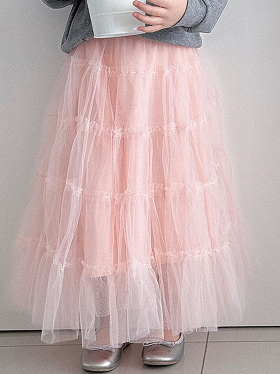 

LULU & SKY Girls Tiered Tulle Maxi Skirt, Pink