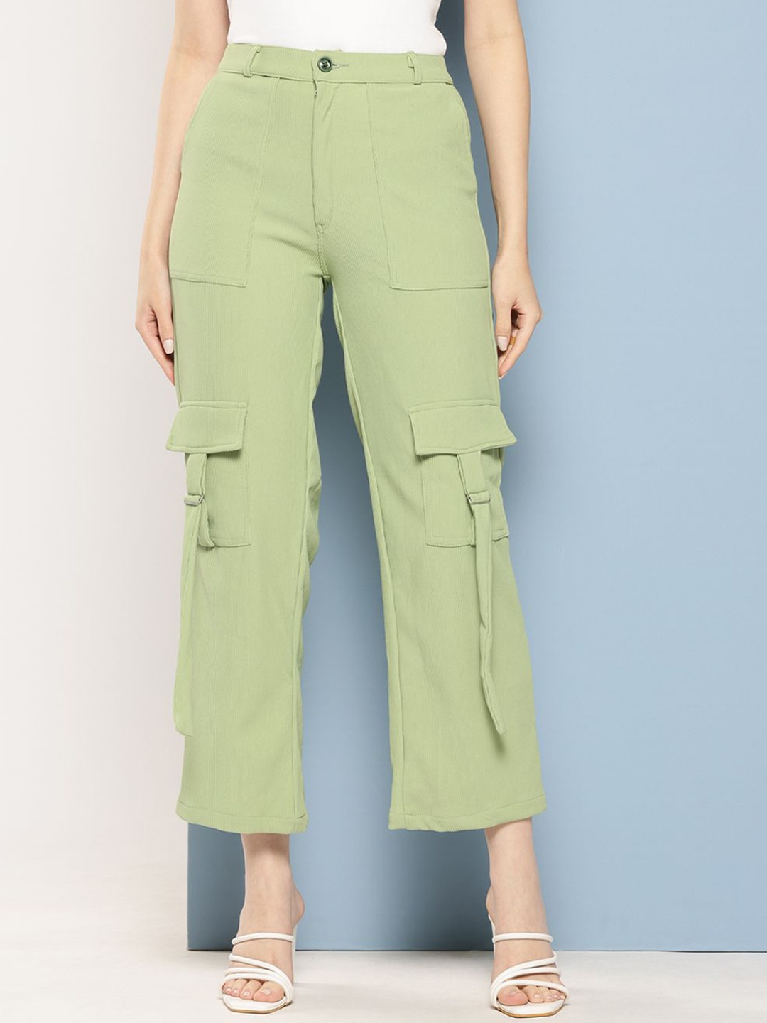 

CORSICA Women Original High-Rise Cotton Cargos Trousers, Green
