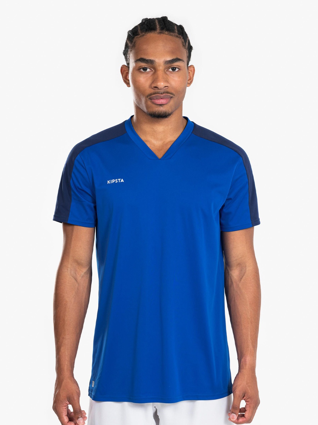 

Kipsta By Decathlon Men Solid V-Neck T-shirt, Blue