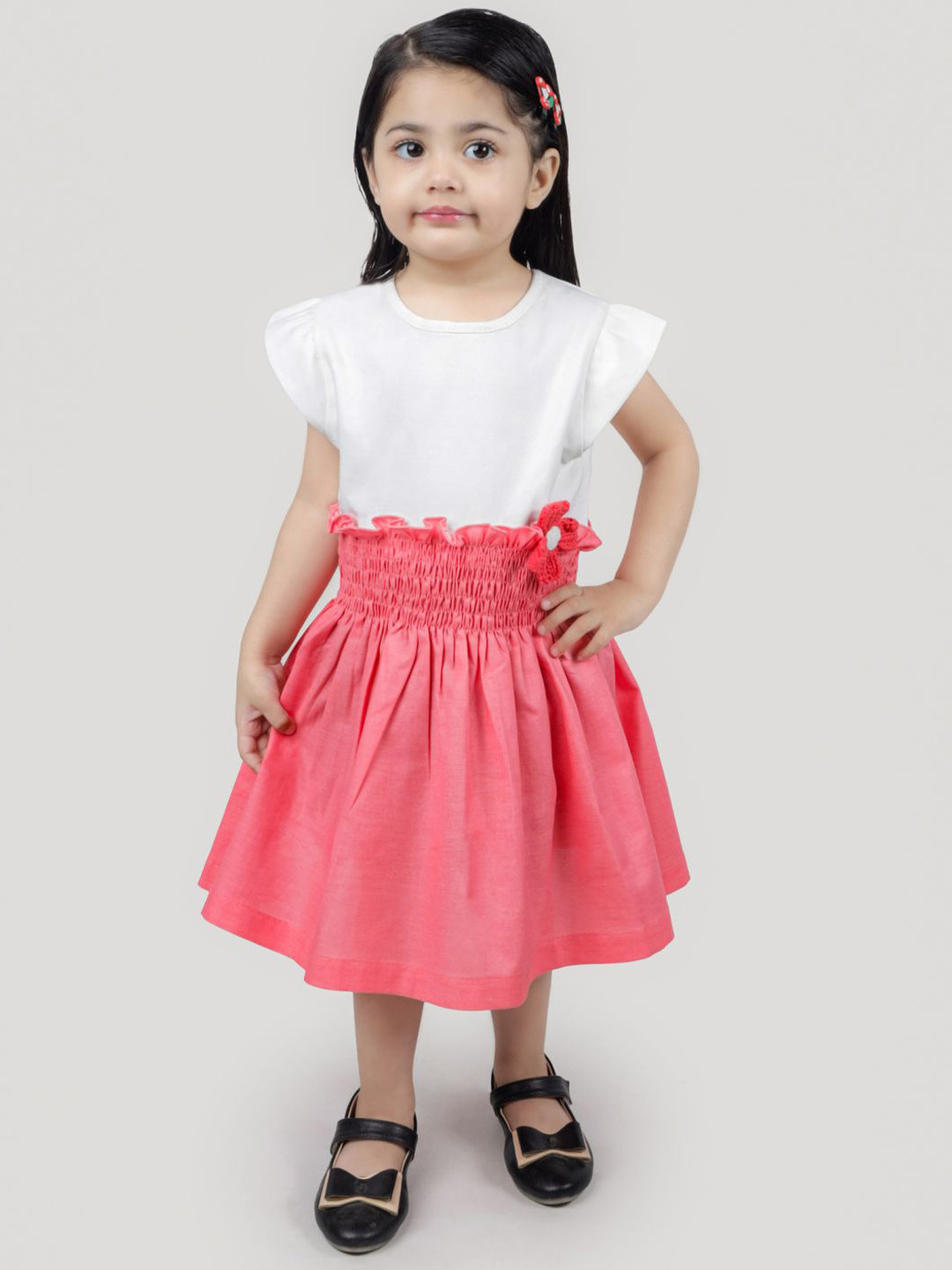 

BAESD Girls Fit & Flare Smocked Detail Dress, Pink