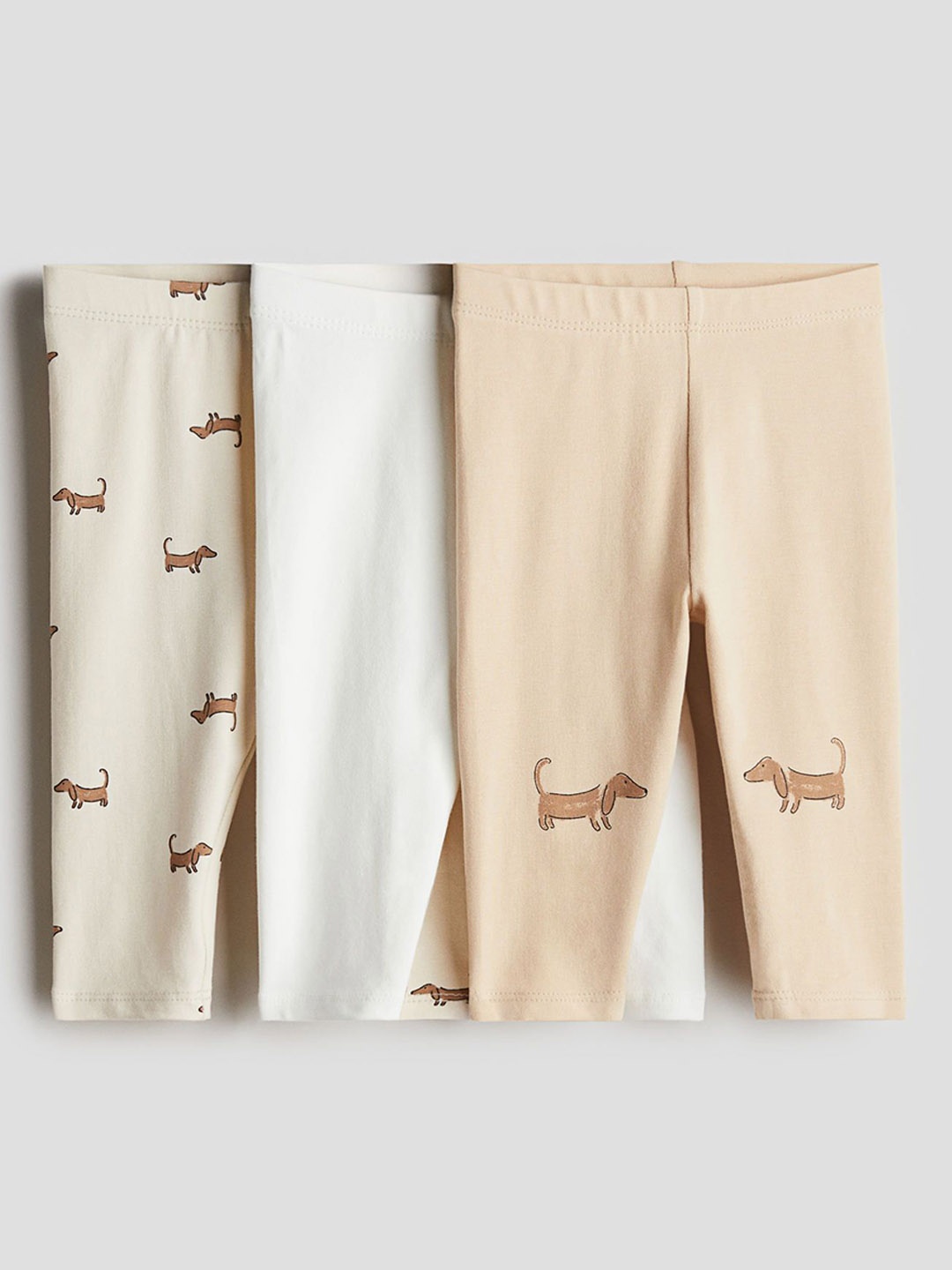 

H&M Boys 3-Pack Cotton Jersey Leggings, Beige