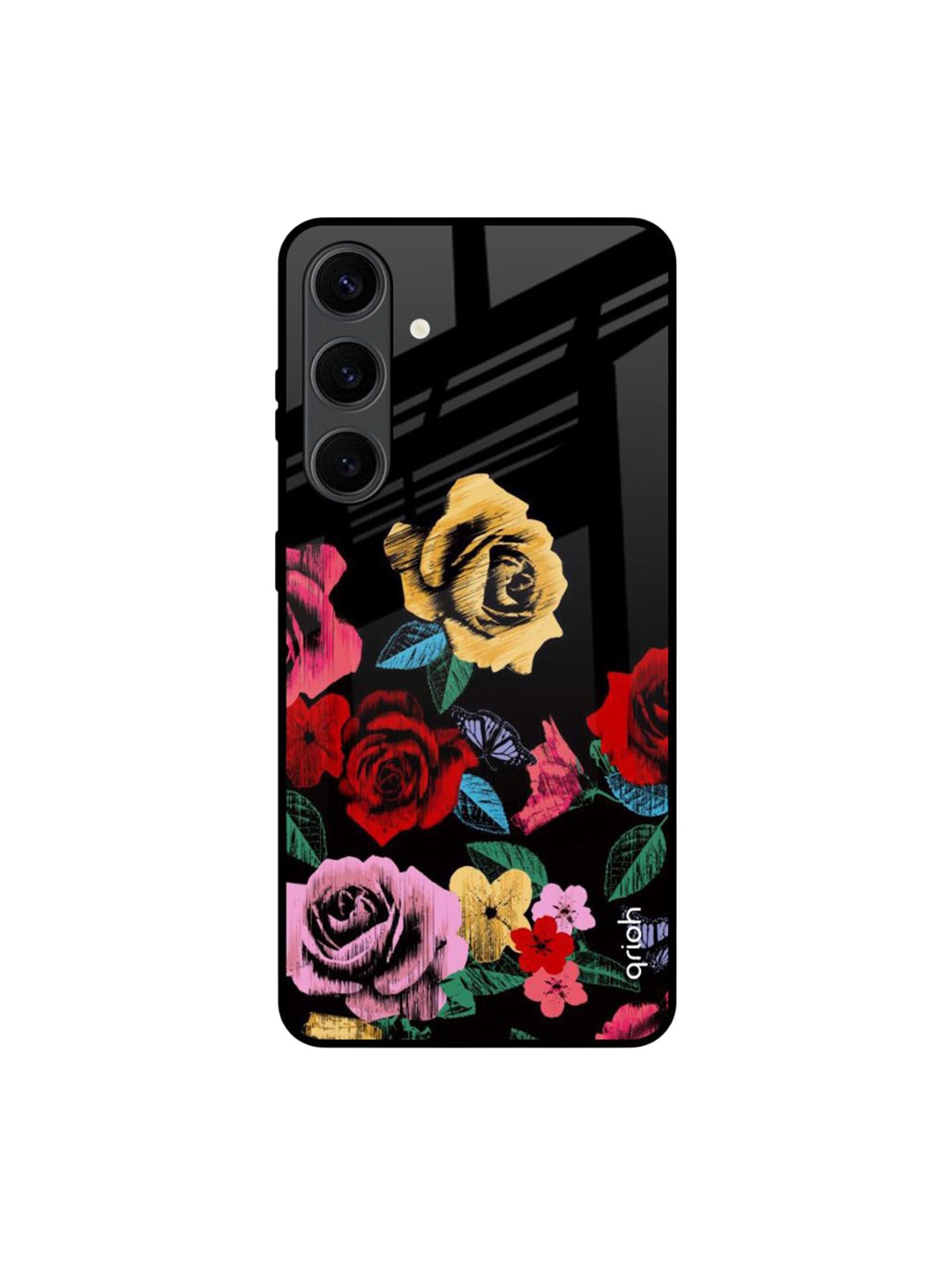 

QRIOH Floral Printed Samsung Galaxy S24 Plus Back Case Mobile Accessories, Black