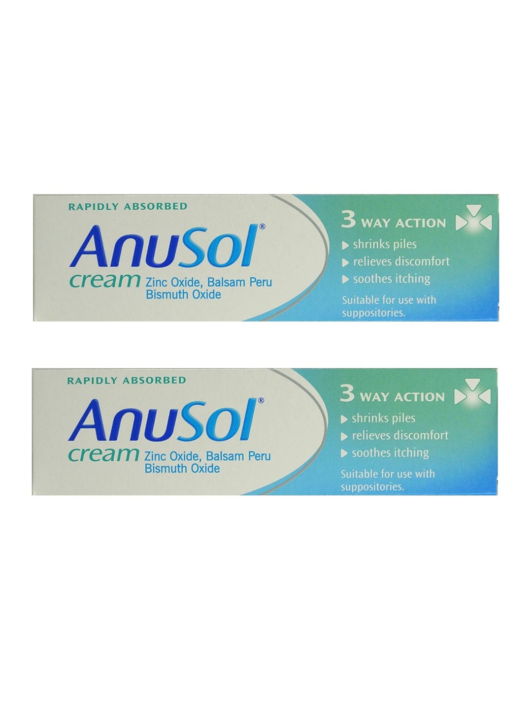 

Anusol Set Of 2 Cream With Zinc Oxide For Shrinks Piles - 43 g Each, White