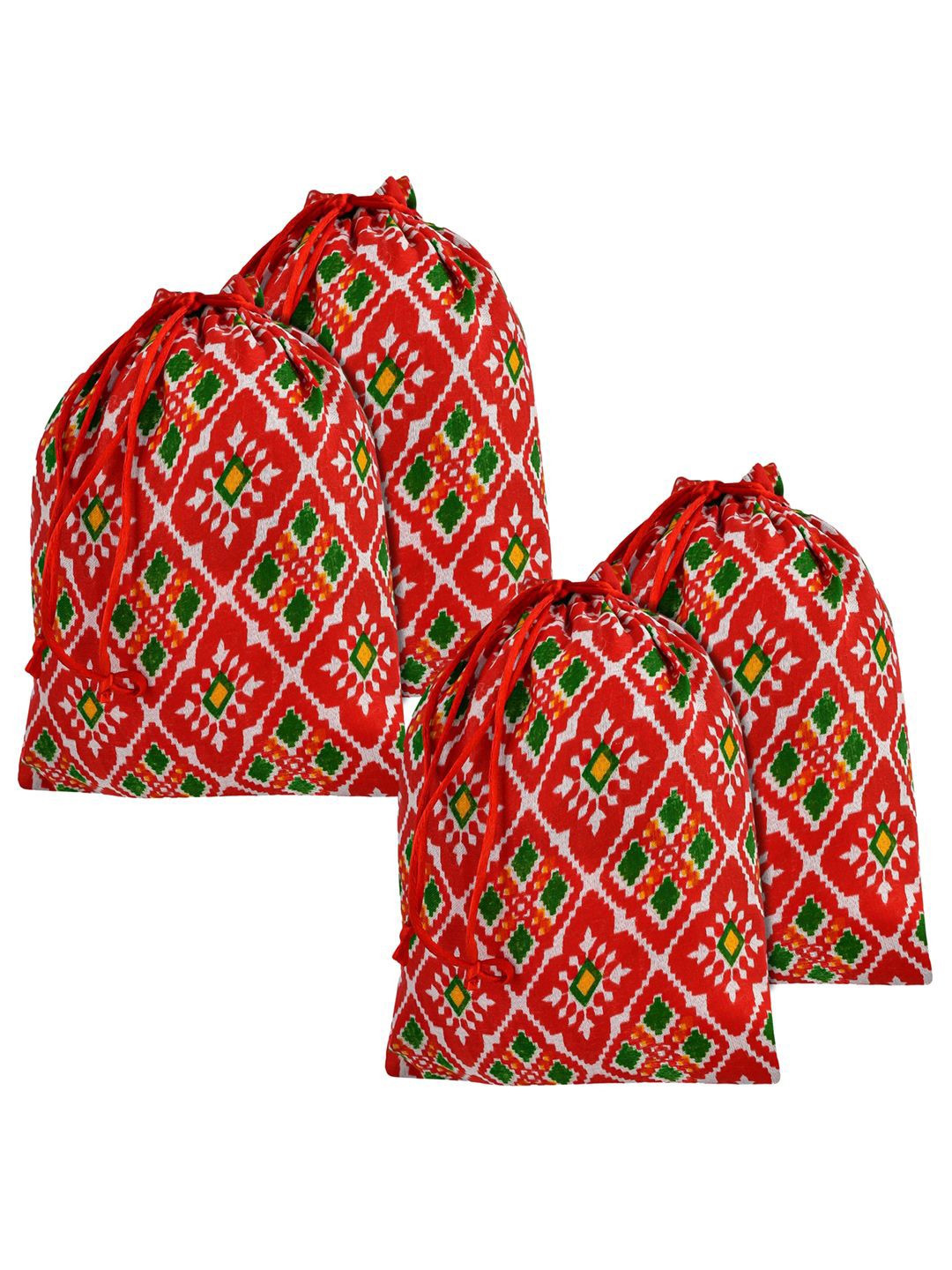 

Kuber Industries Pack Of 4 Printed Silk Potli Clutch, Red