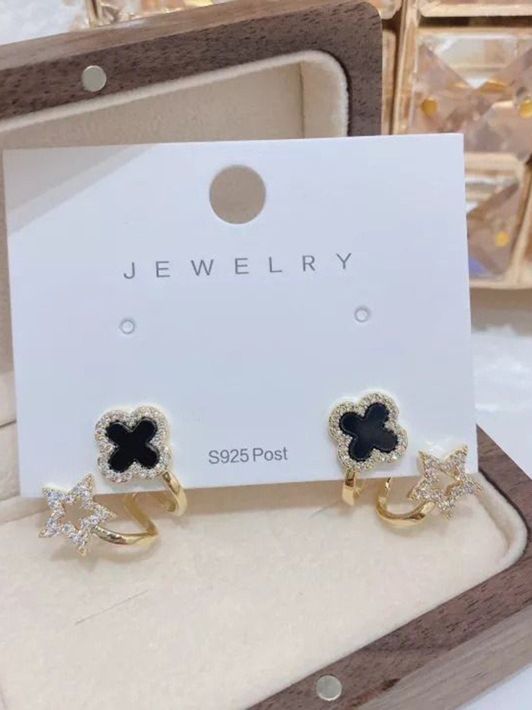 

Celestique Zircon Studded Floral Shaped Ear Cuff, Gold