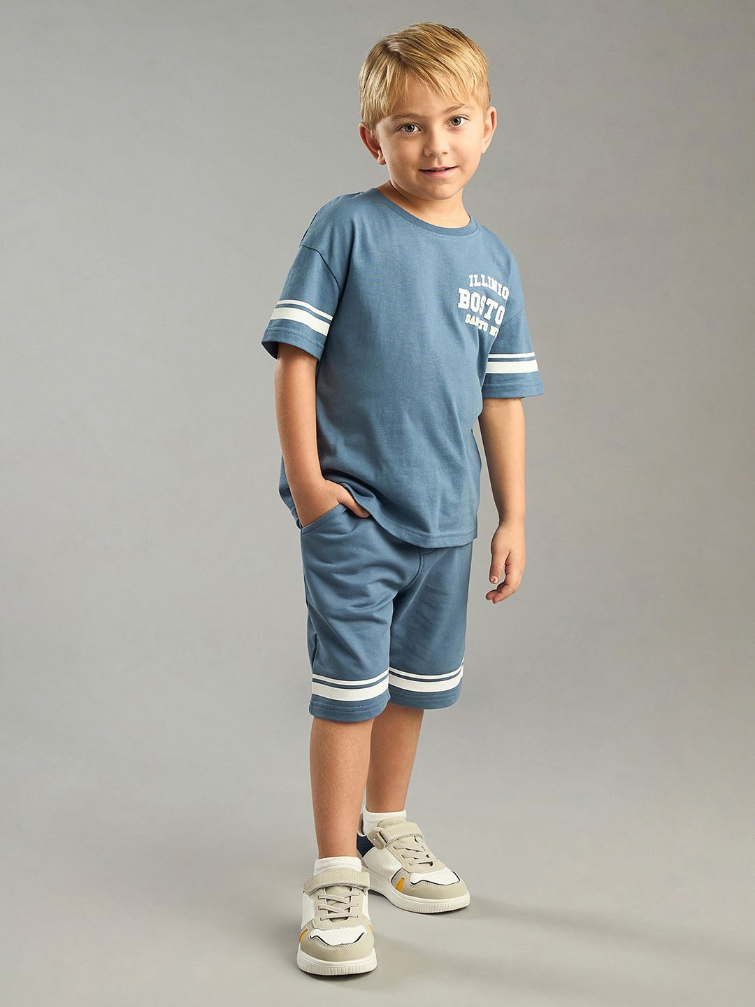 

max Boys Printed T-shirt with Shorts, Blue