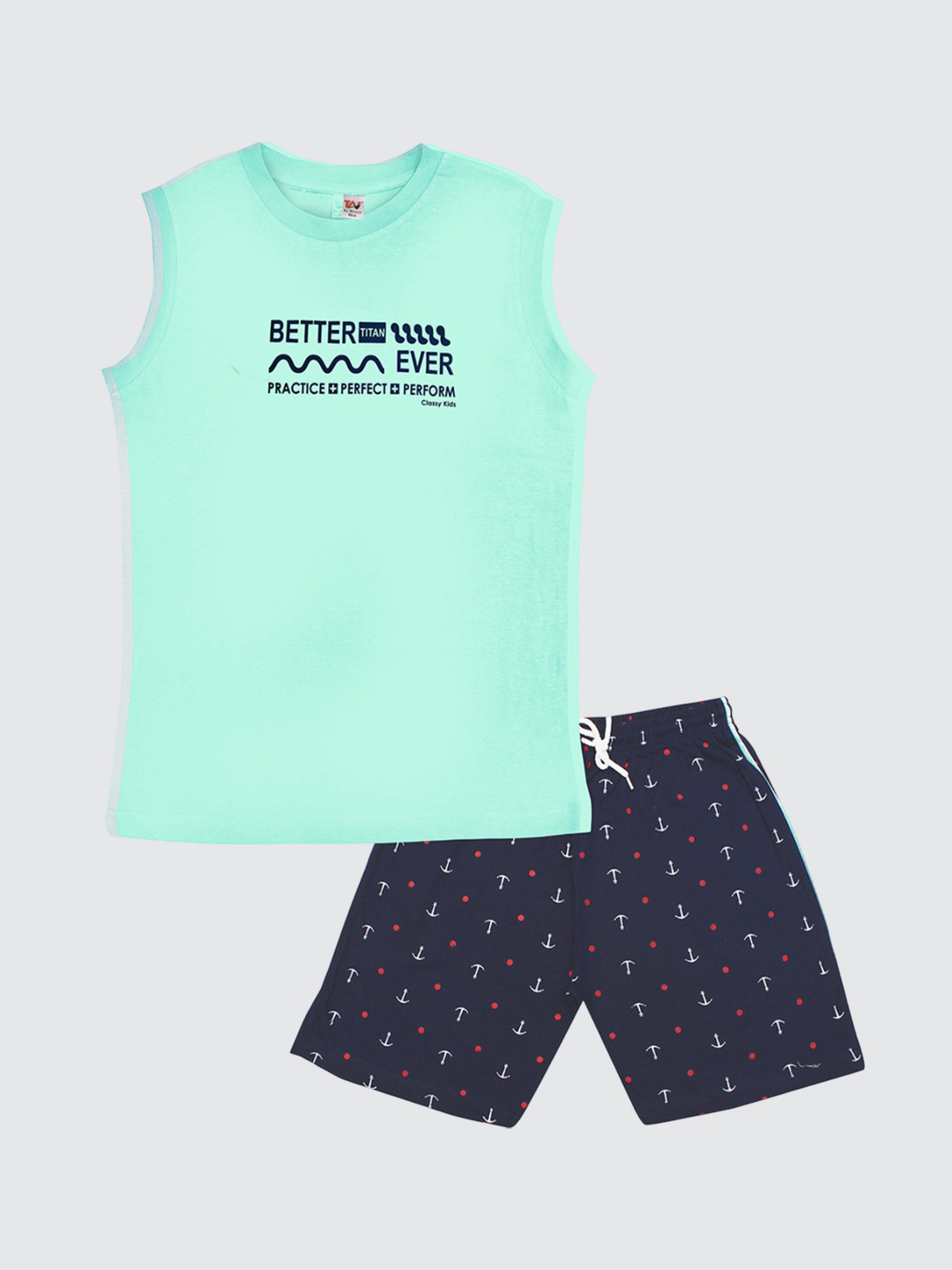 

Tee Weavers Boys Printed Pure Cotton T-Shirt With Short Clothing Set, Green