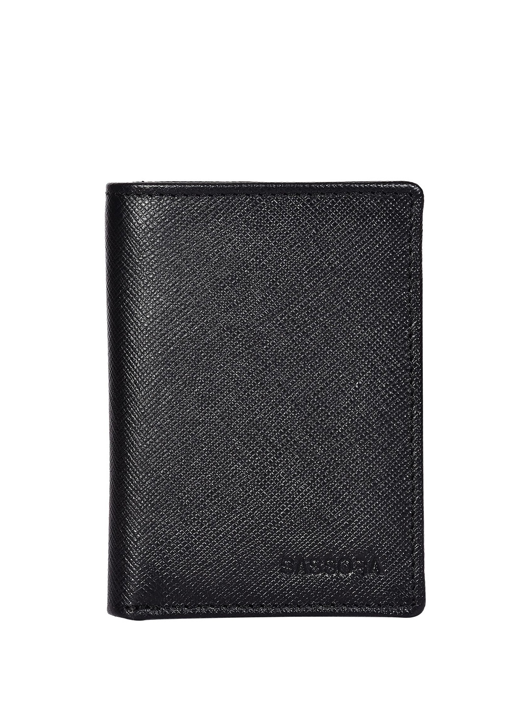 

Sassora Unisex Leather Two Fold Wallet, Black