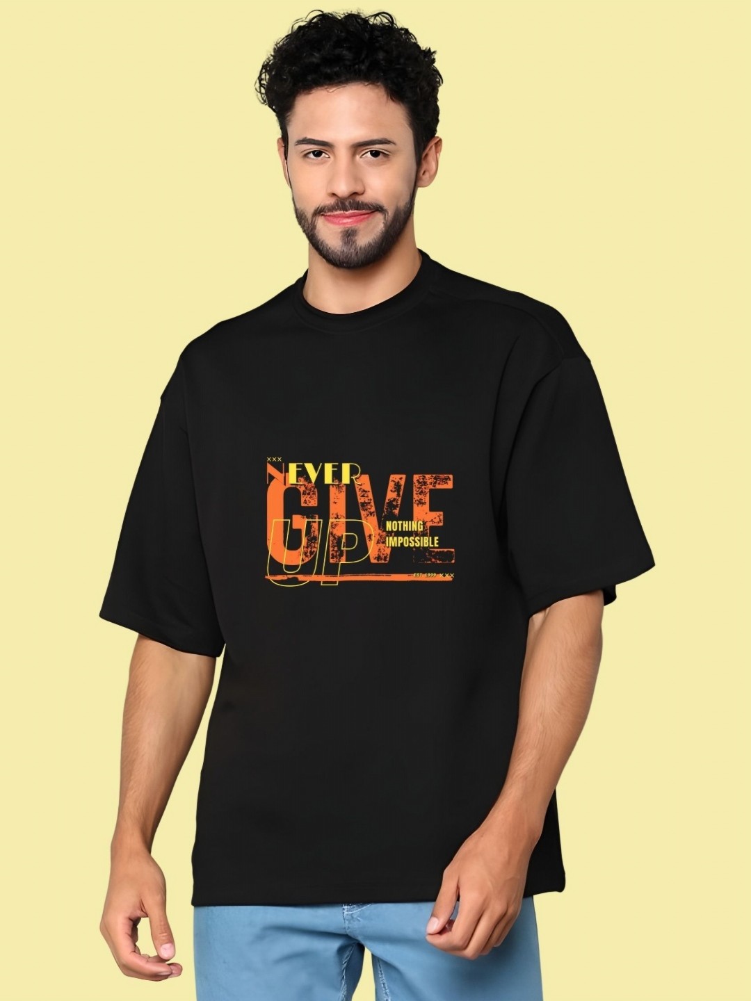 

THE BEETEL HOUSE Men Drop-Shoulder Sleeves T-shirt, Black