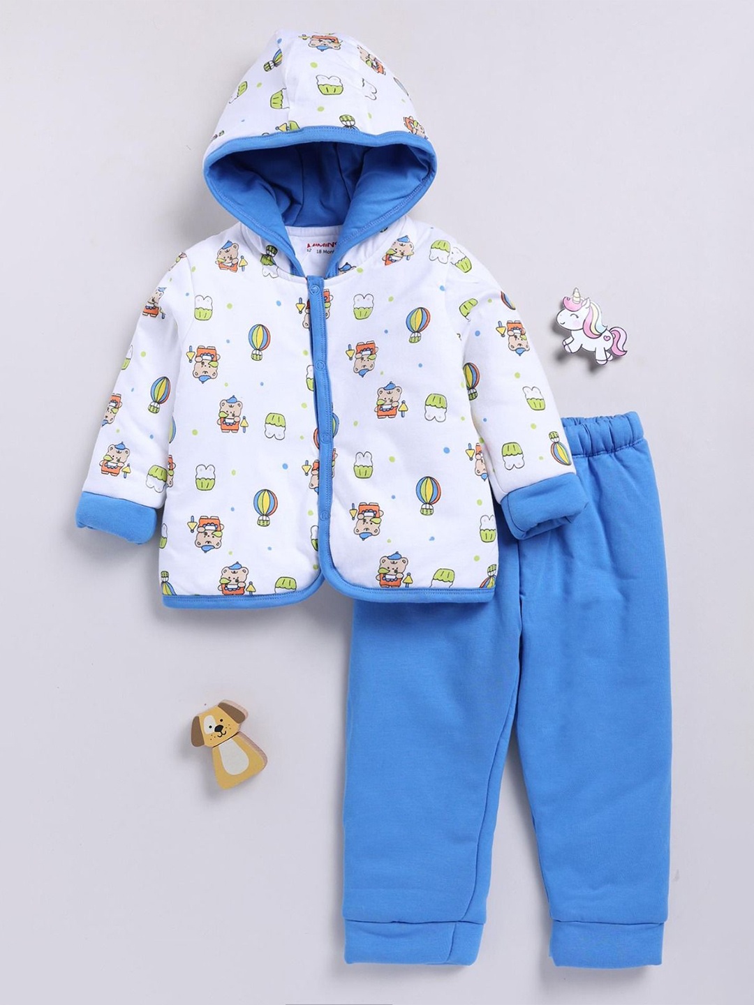 

MIMINO Boys Printed Hooded Sweatshirt With Joggers, White