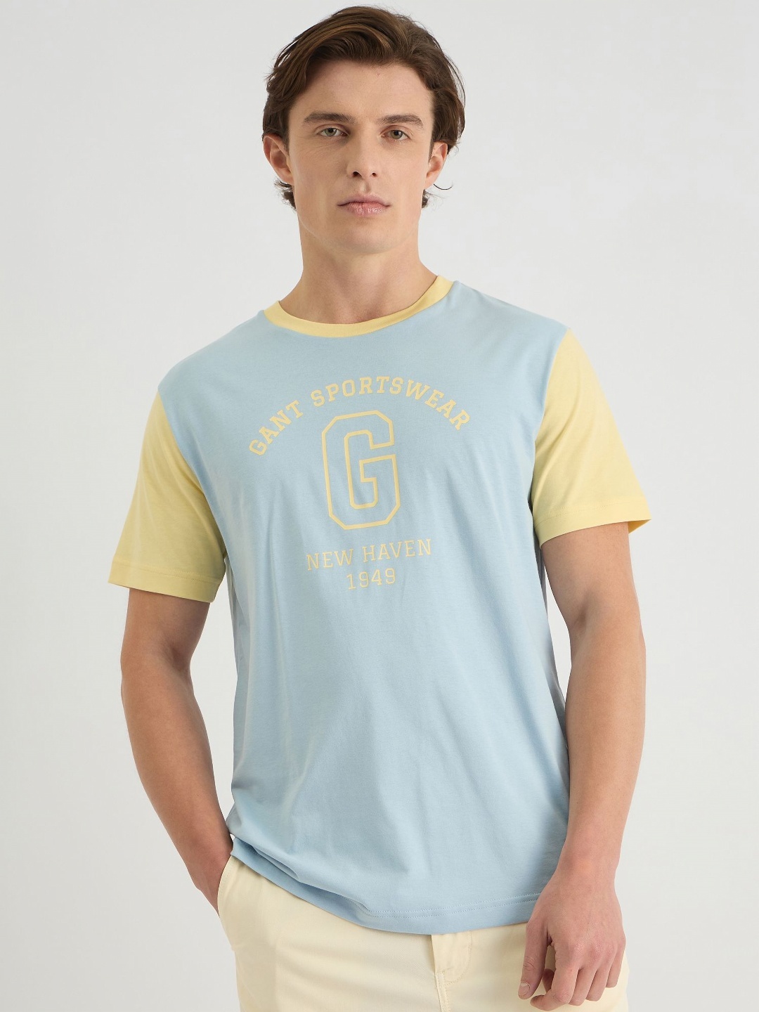 

GANT Men Typography Printed Round Neck Cotton T-shirt, Blue