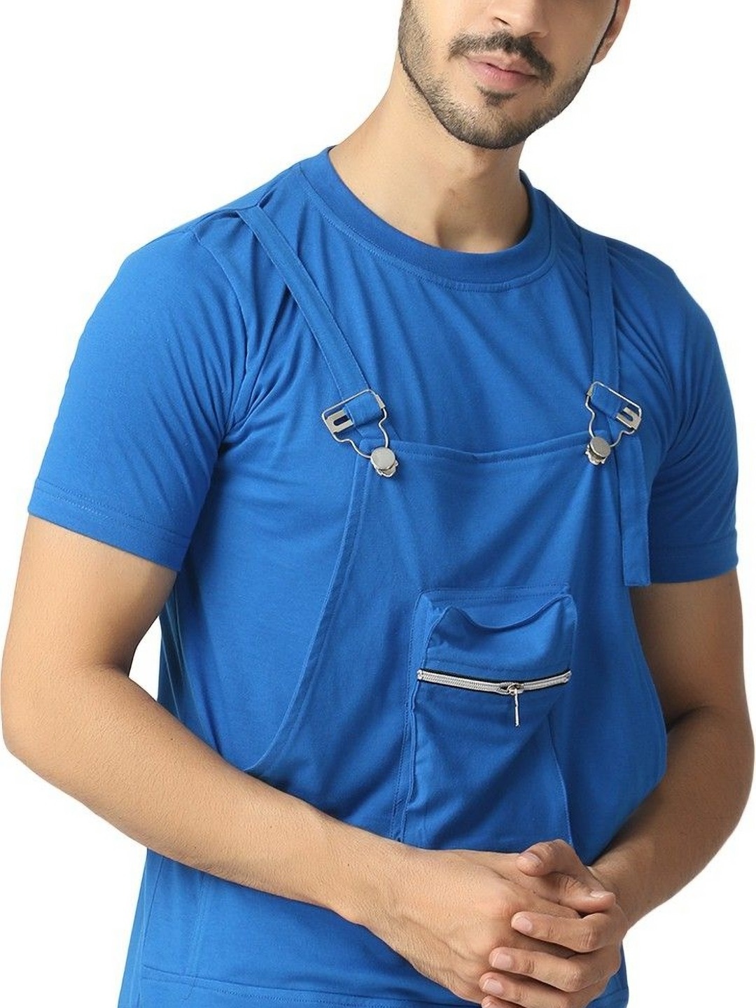 

Black Collection Men Solid Round Neck Cotton T-shirt, Blue