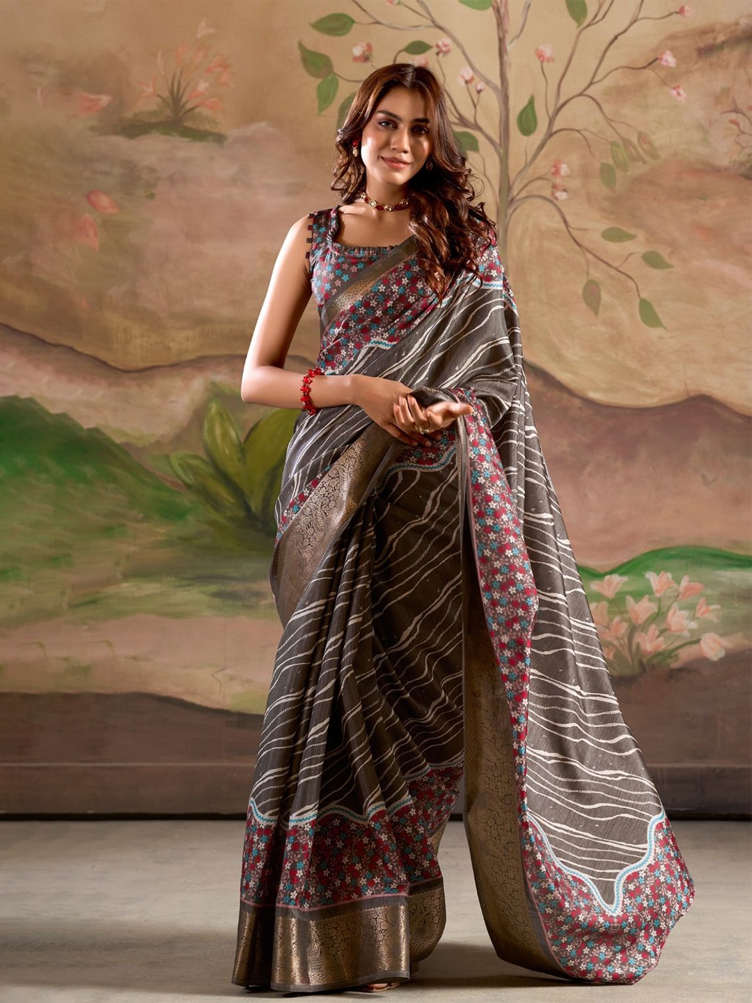 

DEVATITHI Grey Modal Cotton Saree