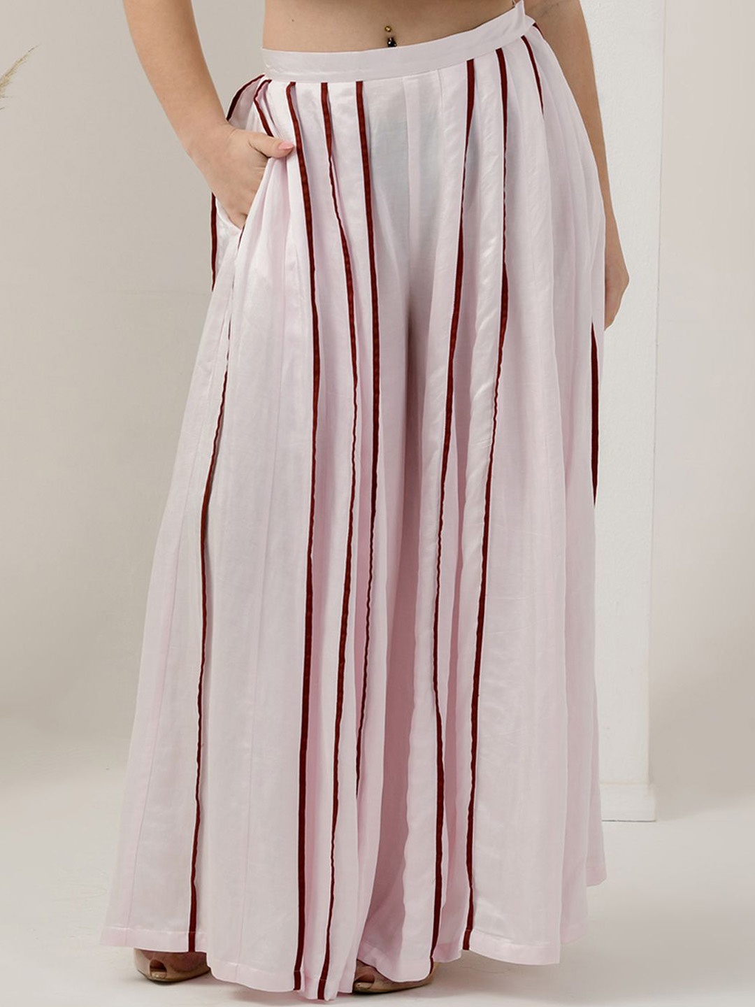 

First Resort by Ramola Bachchan Women Wide Leg Cotton Palazzos, White