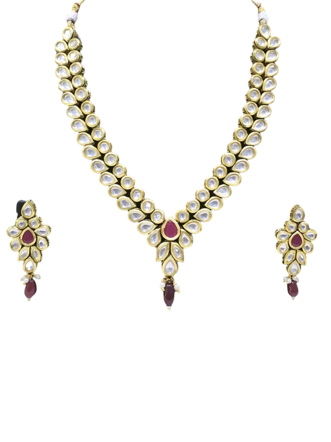 

Knigght Angel Jewels Gold-Plated Kundan Studded And Pearls Beaded Jewellery Set