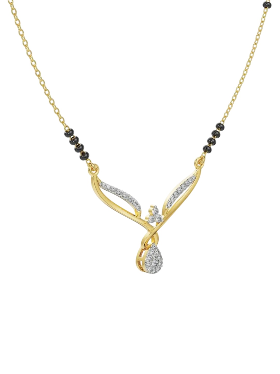 

Emori 18KT Gold Twisted V Diamond Studded Mangalsutra