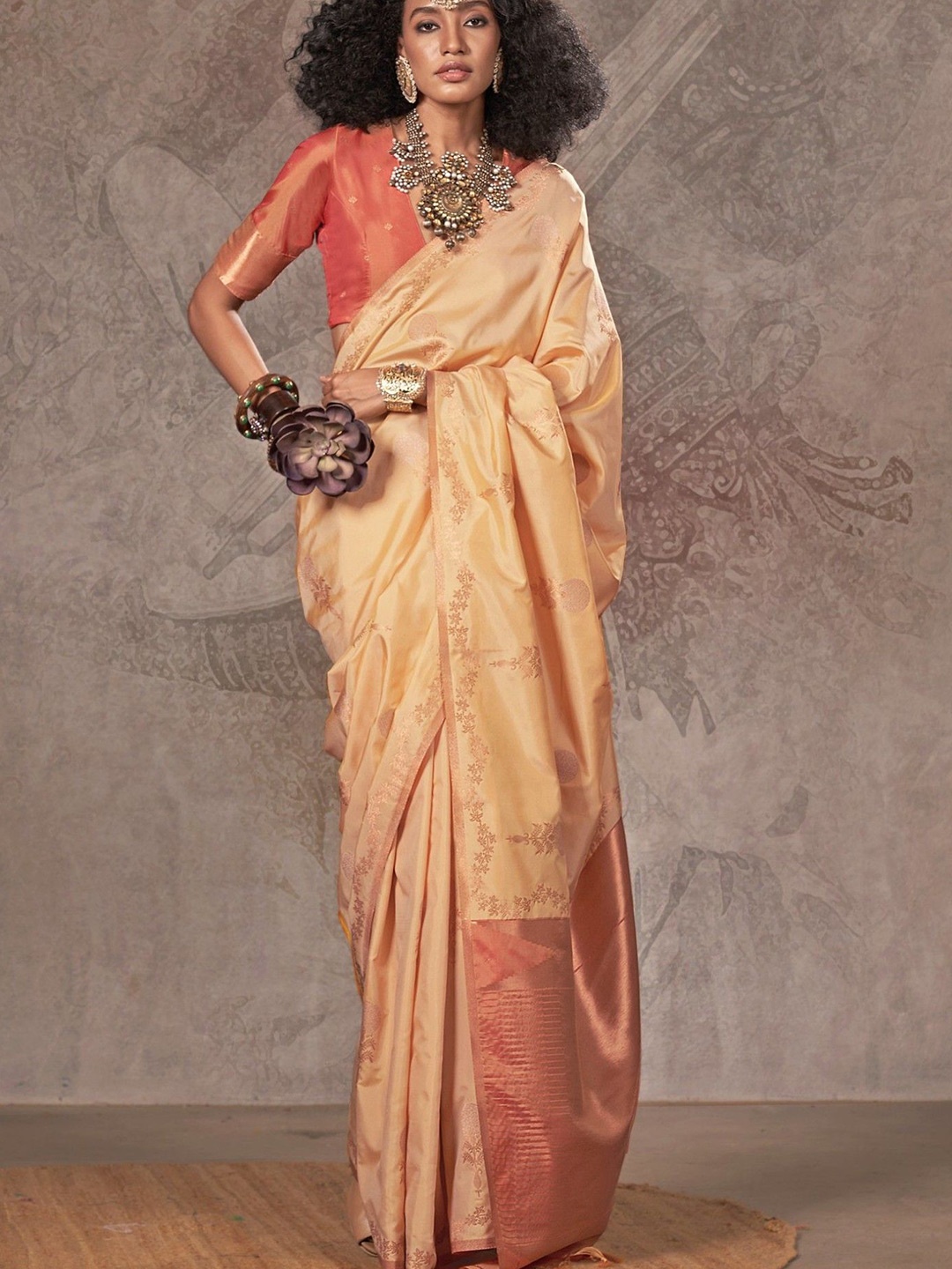 

MySilkLove Tawny Peach Two Tone Banarasi Handloom Saree