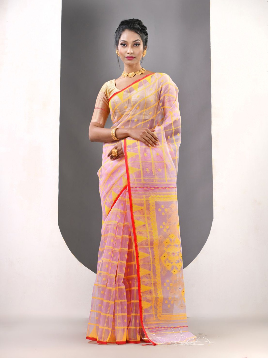 

Charukriti Geometric Printed Pure Silk Saree, Lavender