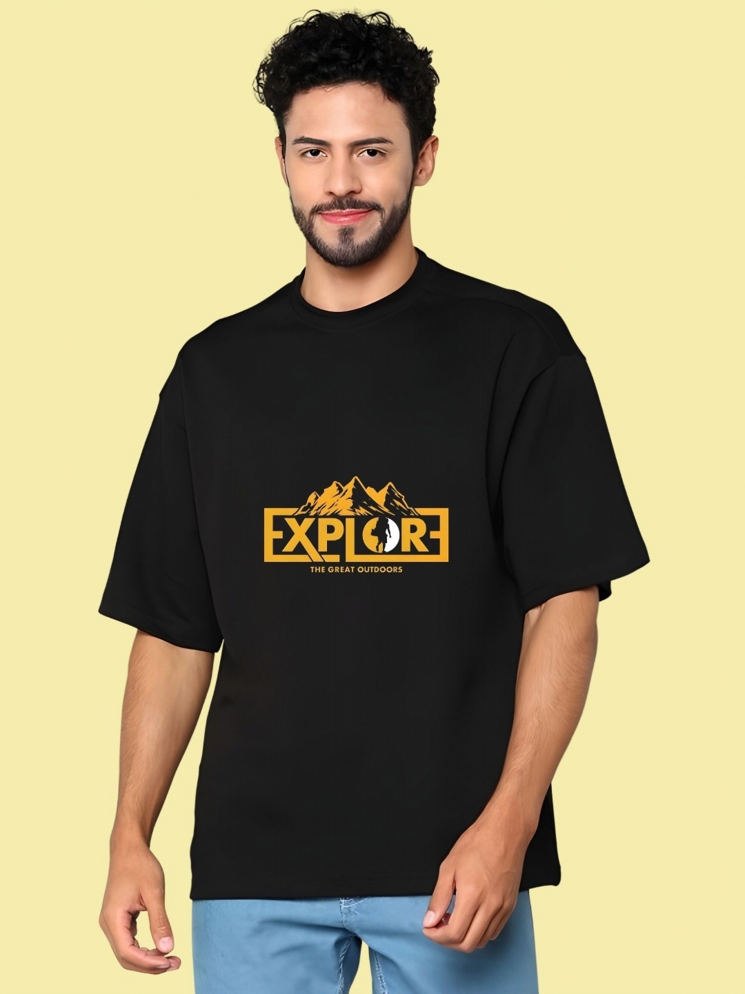 

THE BEETEL HOUSE Men Drop-Shoulder Sleeves T-shirt, Black