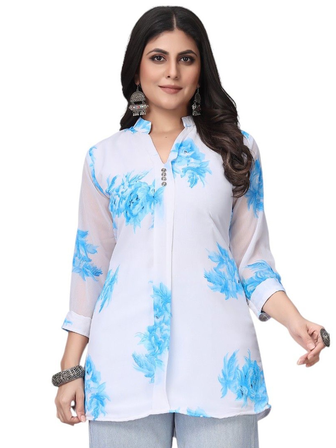 

SPECKLESS Floral Printed Kurti, White