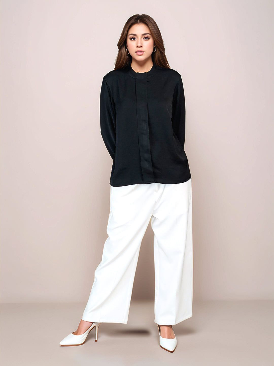 

Zink London Women Black Solid Full Sleeves Top