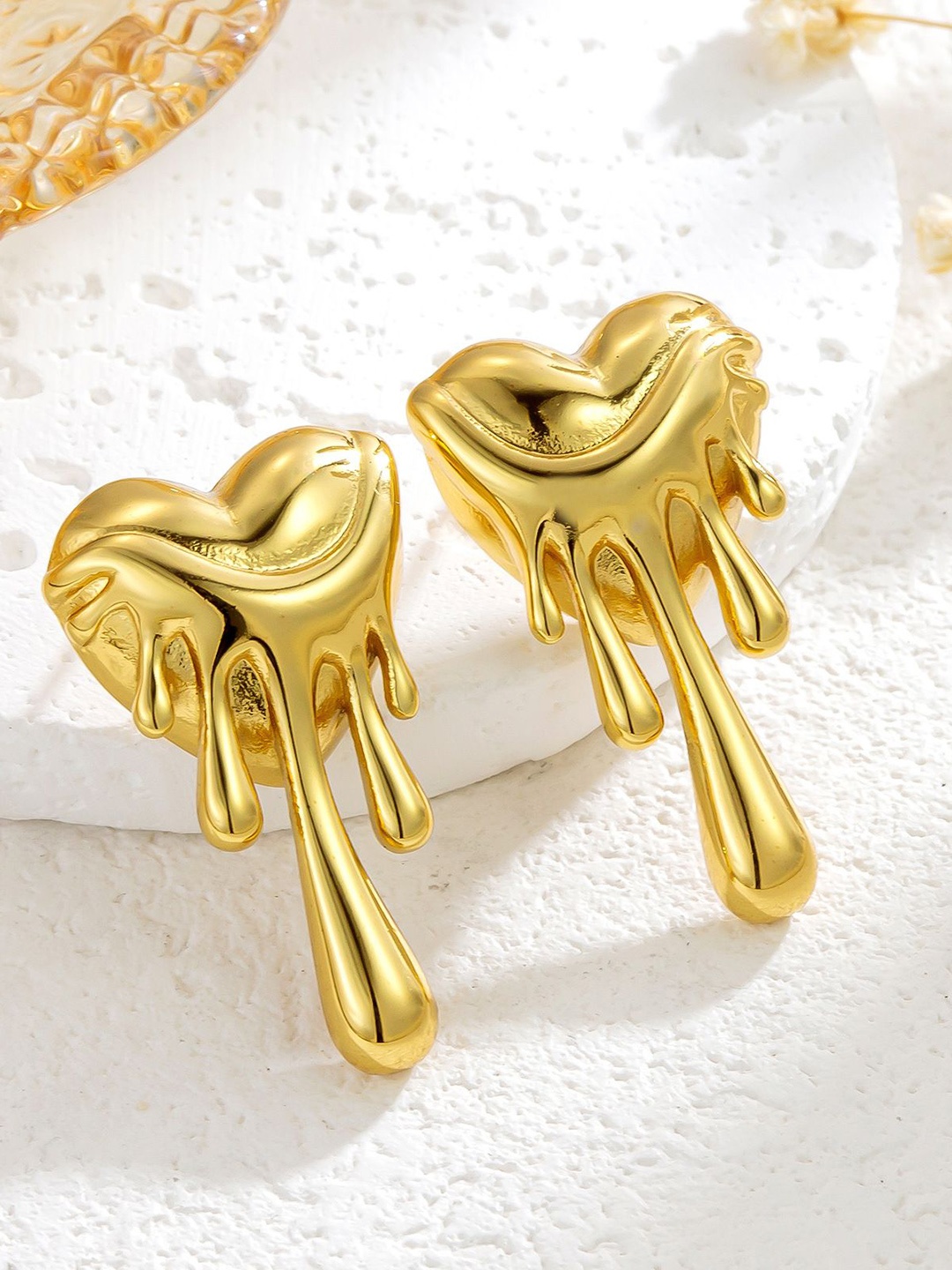 

DIVASTRI Gold-Plated Heart Shaped Drop Earrings