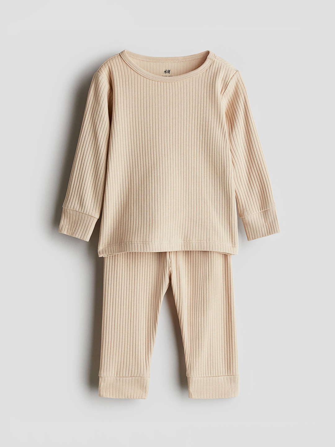 

H&M Ribbed Cotton Set, Beige