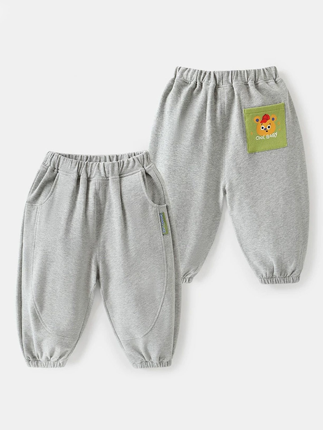 

LULU & SKY Kids Pack of 2 Loose Fit High-Rise Cotton Joggers Trouser, Grey