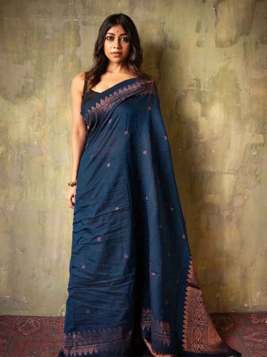 

VILLE FASHION Woven Design Zari Art Silk Kanjeevaram Saree, Blue