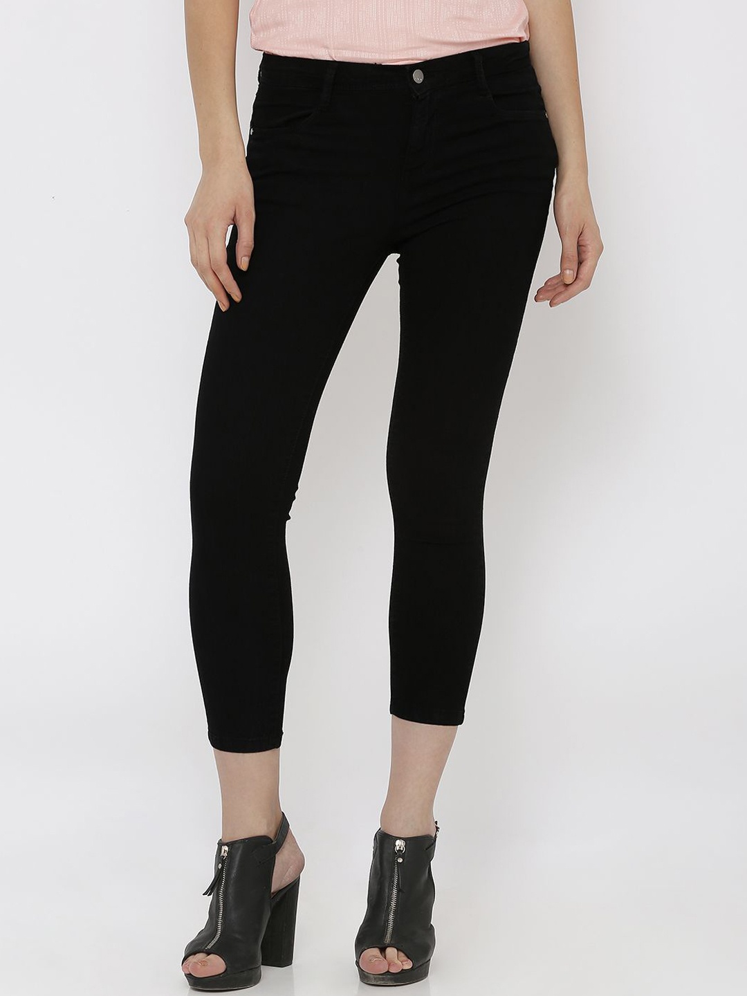 

Kraus Jeans Women Straight Fit High-Rise Jeans, Black