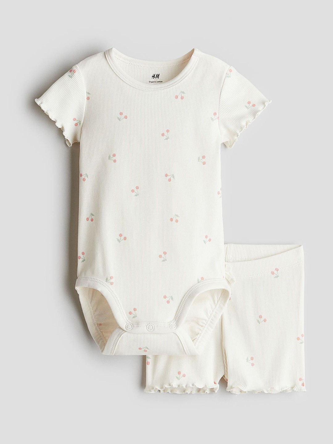 

H&M 2-Piece Ribbed Cotton Set, White