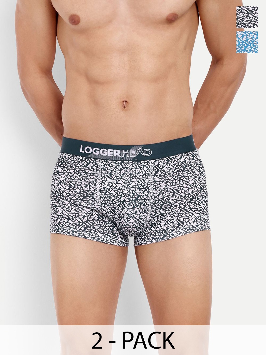 

LOGGERHEAD Pack Of 2 Printed Cotton Short Trunks LHPT006-BLUE-NAVY