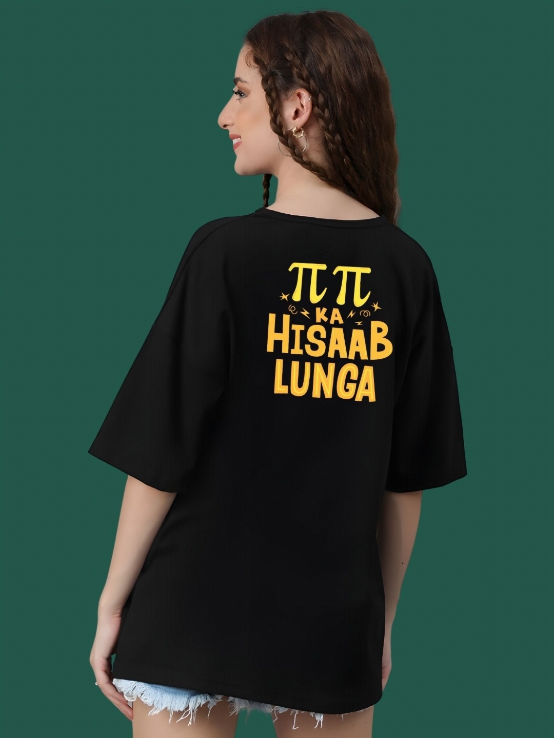 

DressBerry Women Typography Printed Round Neck Cotton Oversized T-shirt, Black
