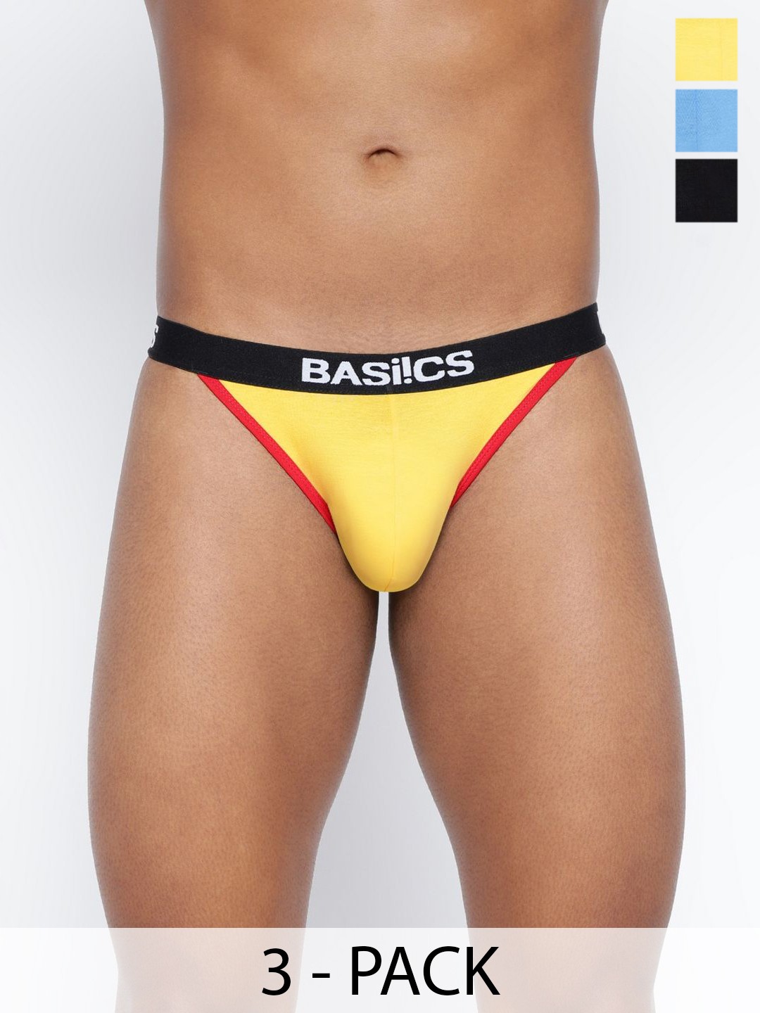 

BASIICS by La Intimo Pack Of 3 Thigh High Low Rise Basic Briefs - IBCSBR020C126, Black