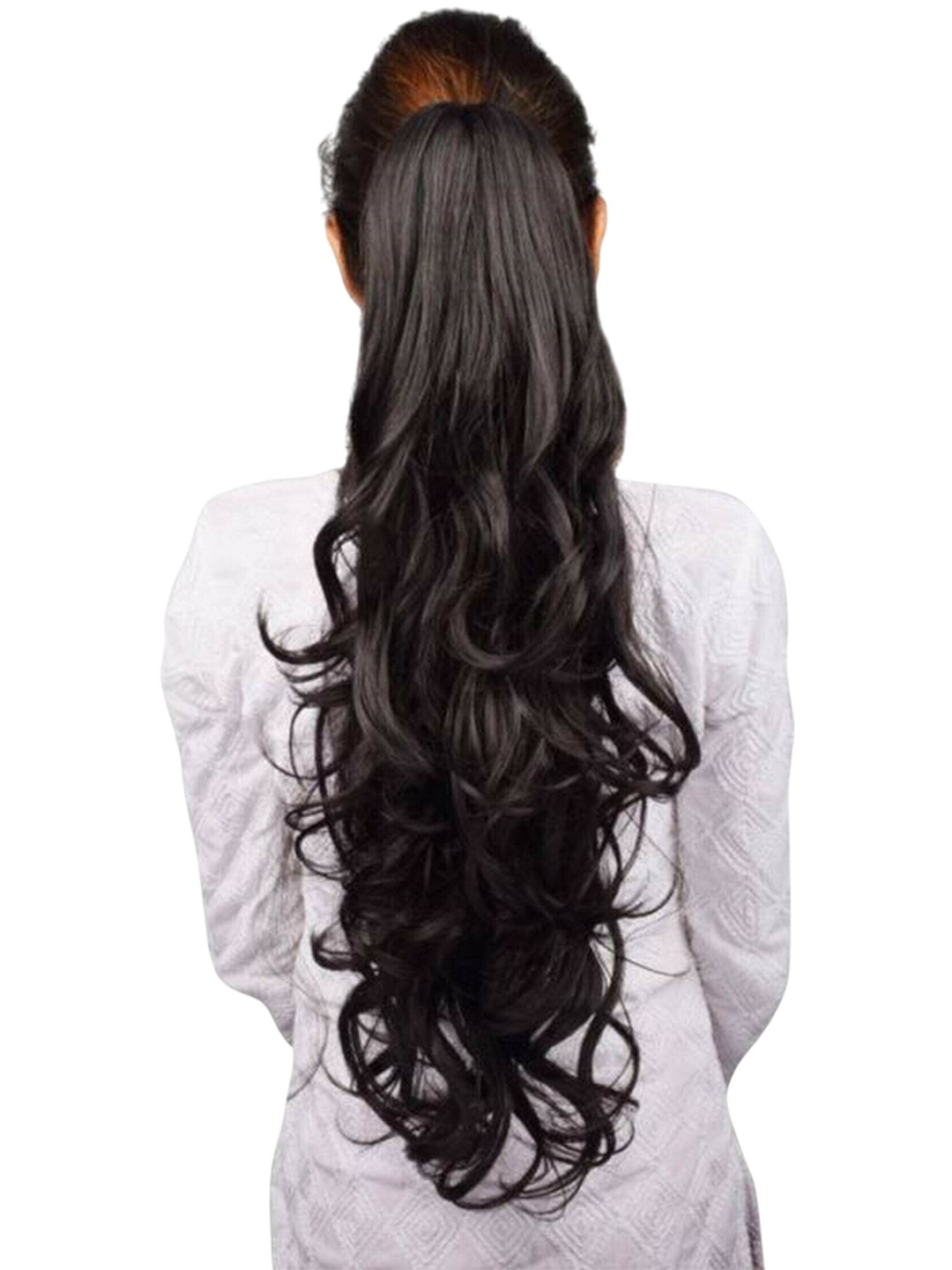

camola deva Clip-In Wavy Ponytail Hair Extension - Black - 18 Inch