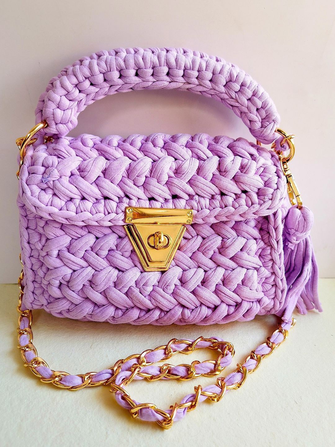 

DressBerry Crochet Textured Quilted Purse Clutch, Purple