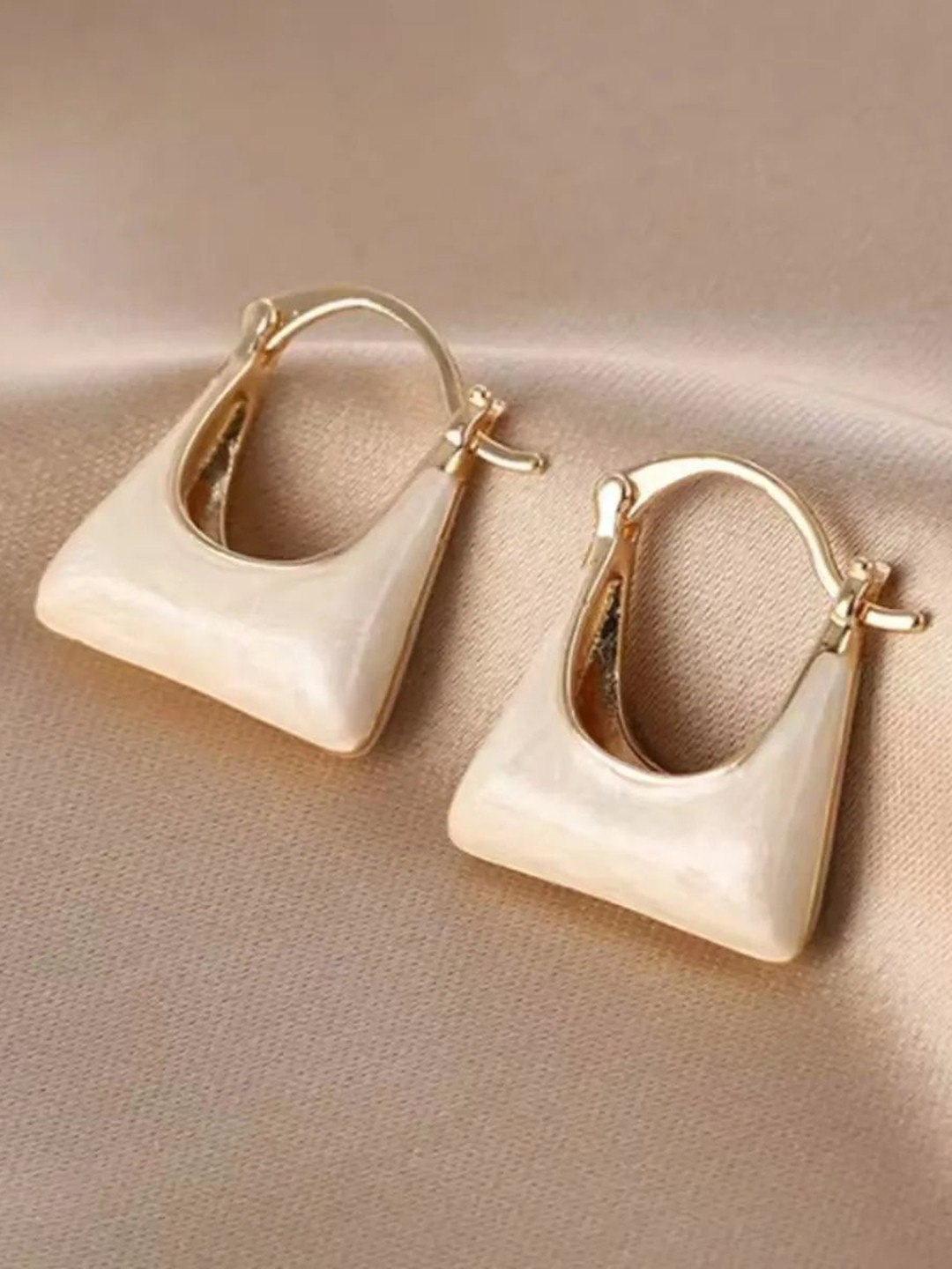 

Celestique Handbag Shaped Hoop Earrings, White