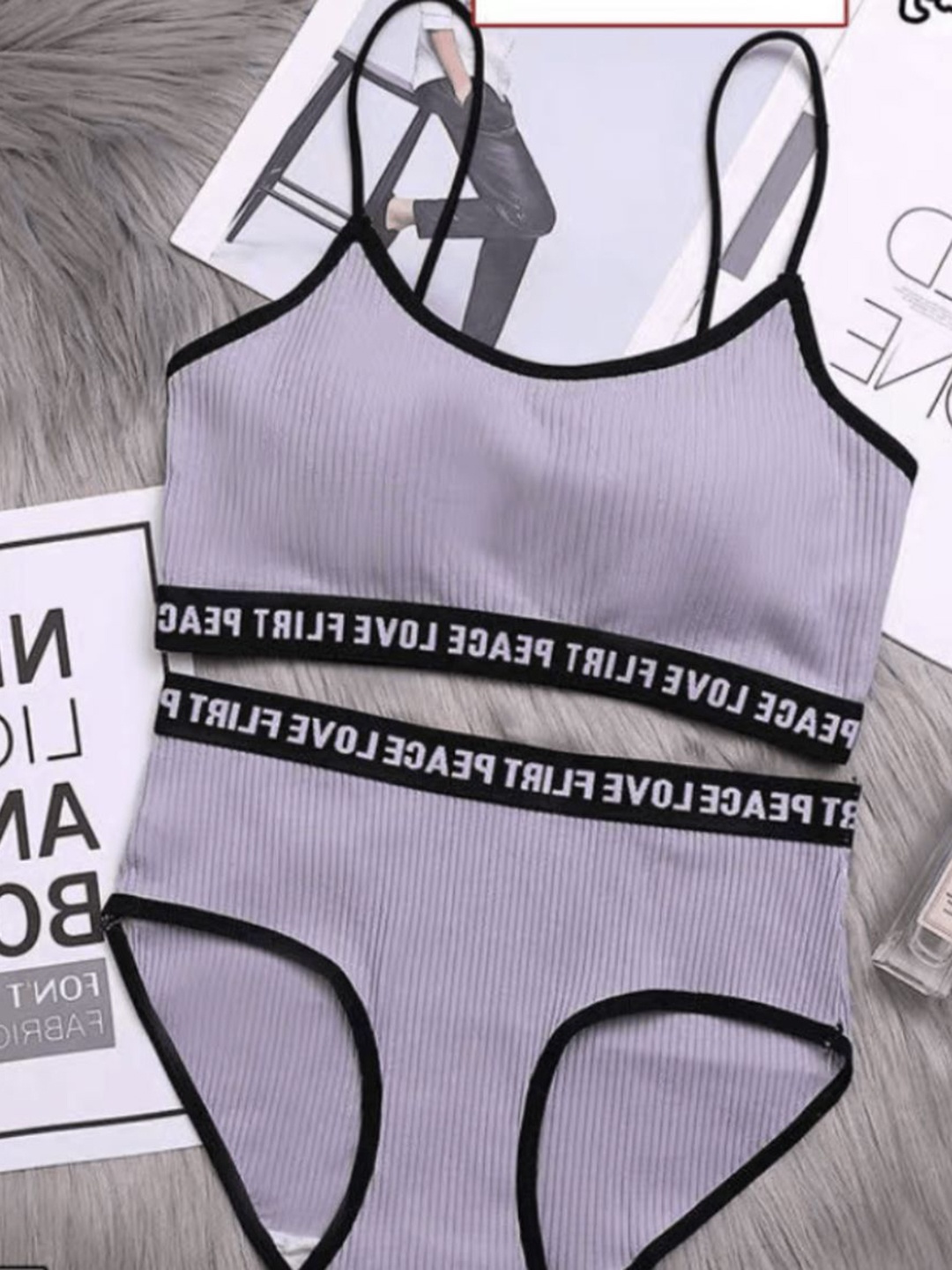 

MADE FOR HER LABEL Printed Padded Lingerie Set MFH-LETTERLING-GREY-FREE SIZE
